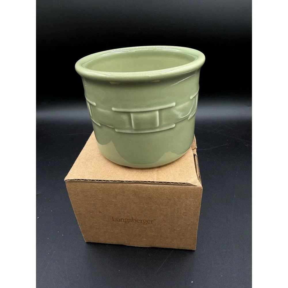 Longaberger Pottery 1 Pint Salt Crock 🌿🧂 Sage – NIB New in Box